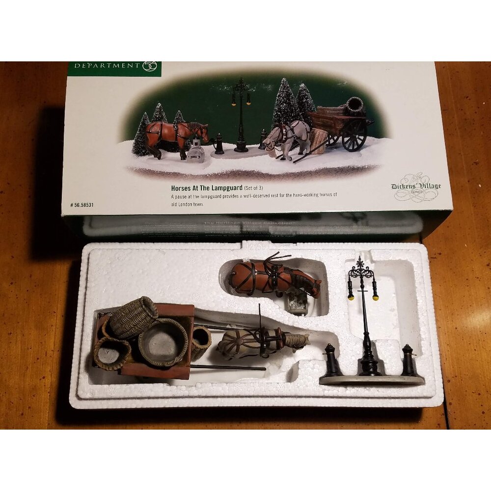 "Horses At The Lampguard" Set of 3 #58531 Dicken's Village Series -Retired-